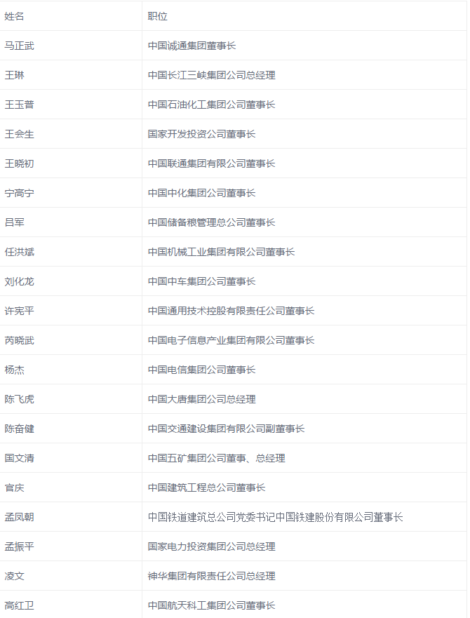 國網(wǎng)、國電投、大唐、神華、三峽等8家能源企業(yè)，總計29家央企大佬入選十九大代表