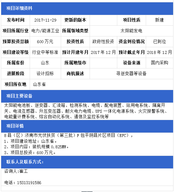 山東8縣（區）濟南市光伏扶貧（第三批）F包平陰縣、B包商河縣、E包長(cháng)清區片區項目（EPC）