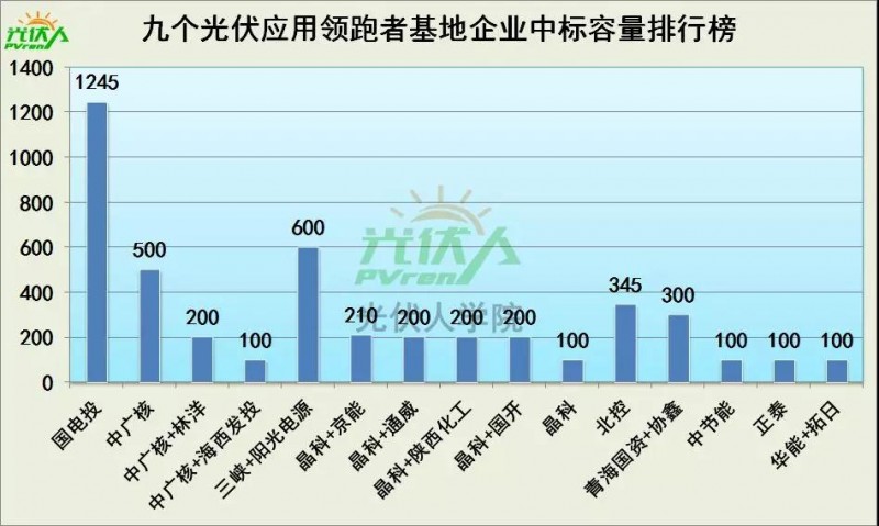 4.5GW光伏領(lǐng)跑基地中標企業(yè)排行榜