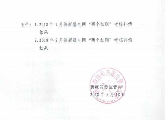 2018年1、2月新疆電網(wǎng)“兩個(gè)細則” 考核補償情況（光伏）
