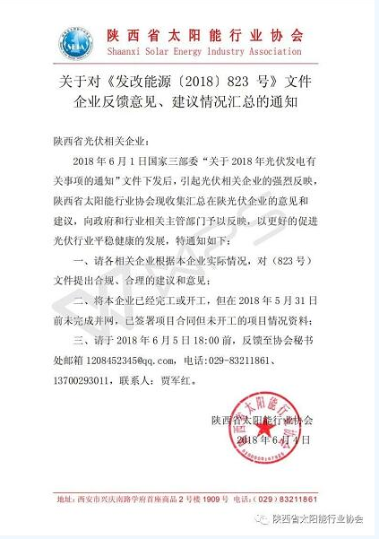 多地光伏行業(yè)協(xié)會(huì )發(fā)起“531新政”企業(yè)影響調查
