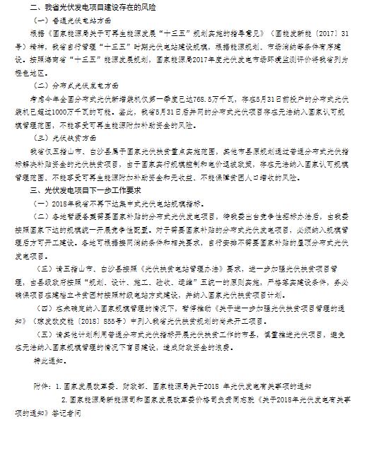 海南省發(fā)改革委《關(guān)于發(fā)布光伏發(fā)電項目建設風(fēng)險預警的緊急通知》