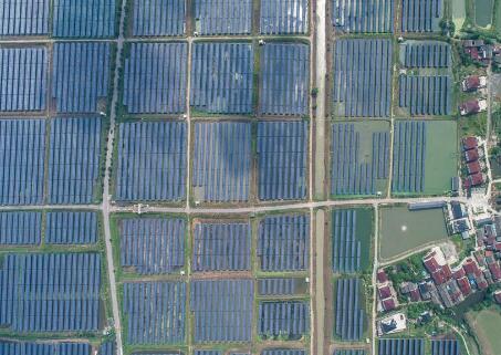 浙江湖州新能源前五月裝機143萬(wàn)千瓦 千畝魚(yú)塘漁光互補顯美景