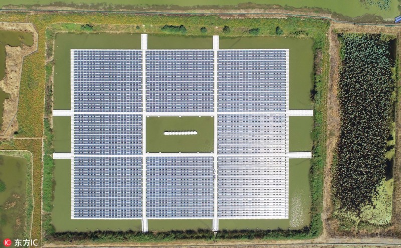 安徽天長(cháng)：首個(gè)水上漂浮式光伏電站建成發(fā)電