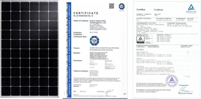 騰暉光伏新一代MBB光伏組件產(chǎn)品榮獲TÜV SUD &TÜV Rh兩大機構IEC新標雙認證
