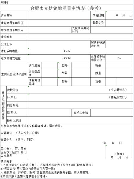 安徽合肥申報2018年第三批光伏度電補貼目錄、光儲系統應用、創(chuàng  )新示范項目